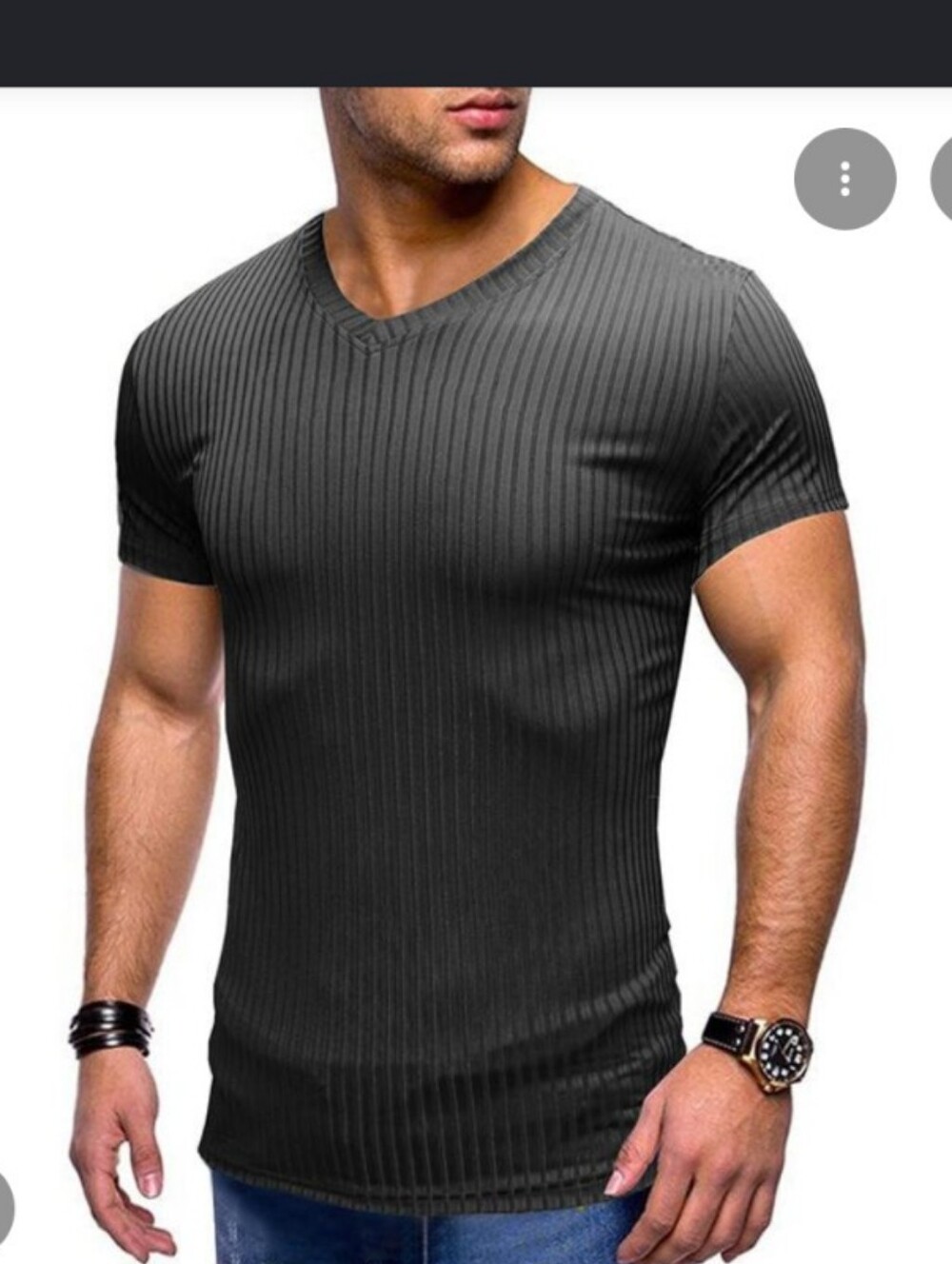 Vintage Purple Label Ribbed V Neck Short Sleeve T-shirt Ralph Lauren